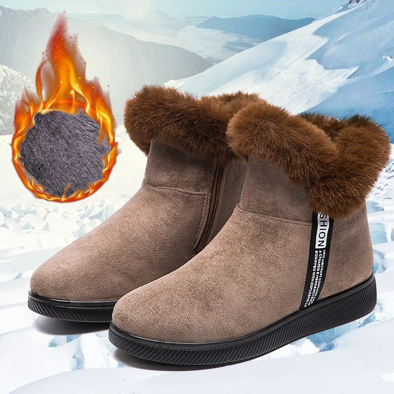 

2022 new winter snow boots women's warm thick-soled short boots plus fleece cotton shoes brand large size women's shoes 35-43