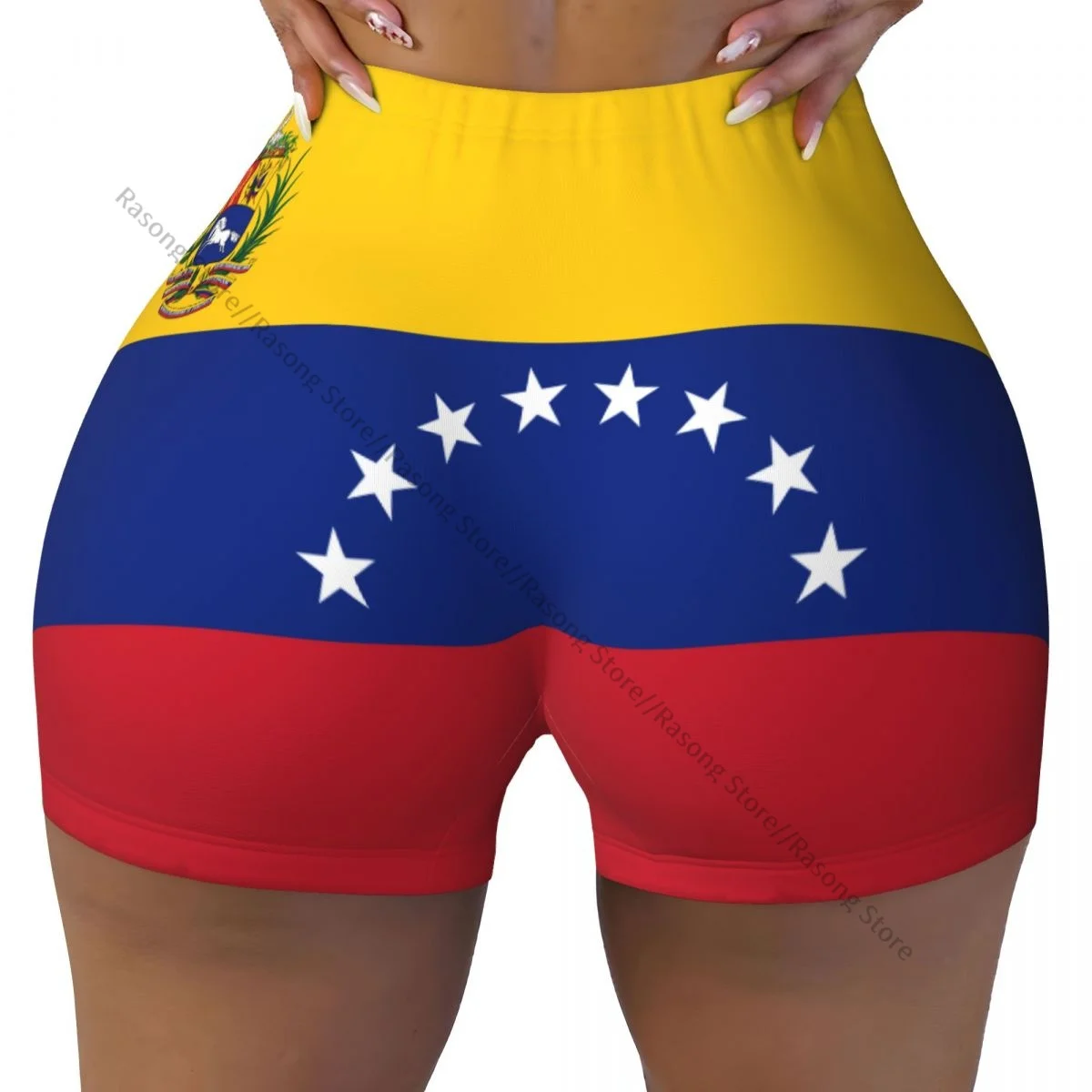 Spandex Yoga Shorts for Women Flag Of Venezuela Workout Booty Shorts