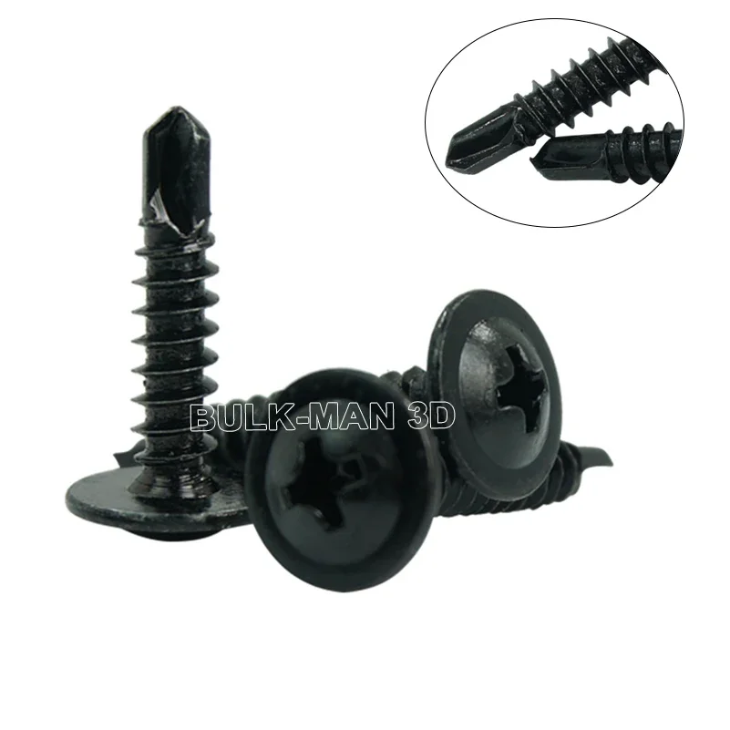 50 pçs/lote M4.8 Parafusos Auto-roscantes Zinco Cabeça Plana Phillips Parafuso Autoperfurante