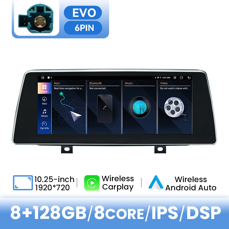 10,25 inch IPS autoradio voor BMW F45 F46 F87 2013-2018 EVO systeem Android 14 8-core 8GB+128GB draadloze CarPlay Android Auto 4G WIFI