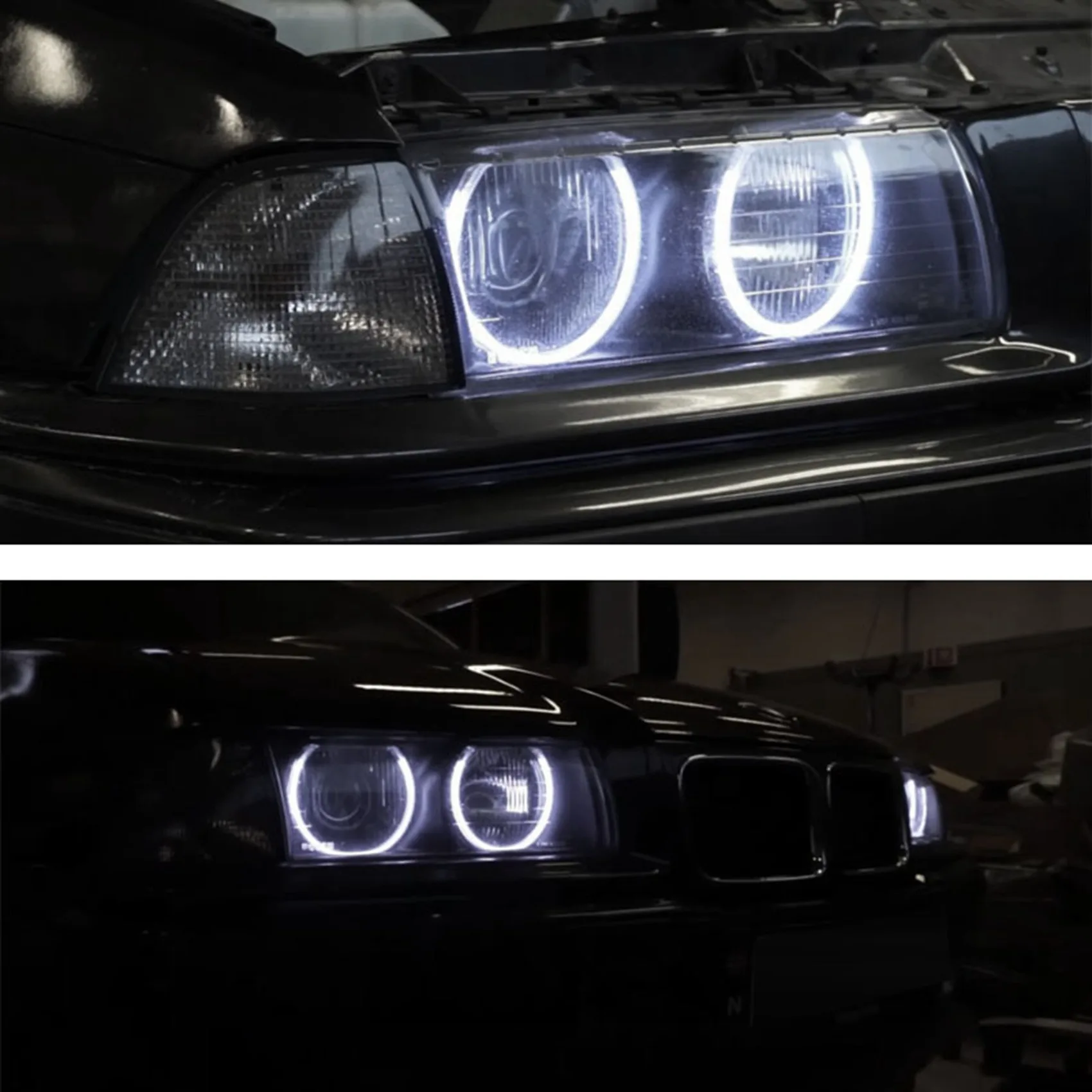 4 Stuks Witte Koplamp Ccfl Led Angel Eyes Kit Halo Ring Drl Richtingaanwijzer Licht Ccfl Koplamp Voor-Bmw E36 E46 E39 E38