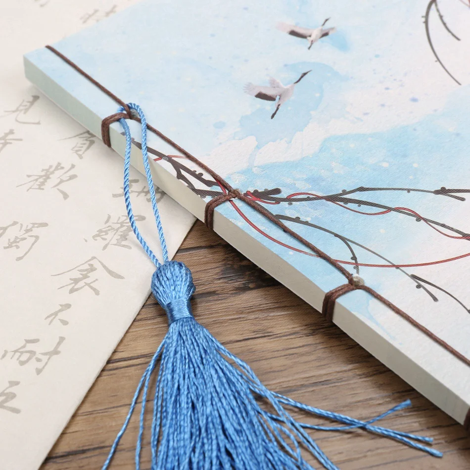 Chinese style Color painting page Vintage Notebook with tassel Retro A5 handbook daily planner Student stationery Supplies