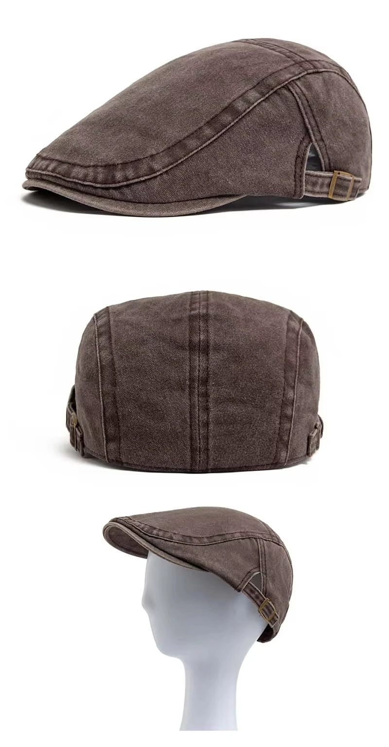 Heißer Verkauf Vintage Maler-Baskenmütze Unisex Mode Flache Schirmmütze Lässige Herbst Retro Baumwolle Einfarbige Newsboy-Mütze Sommer Verstellbar – Detail 5