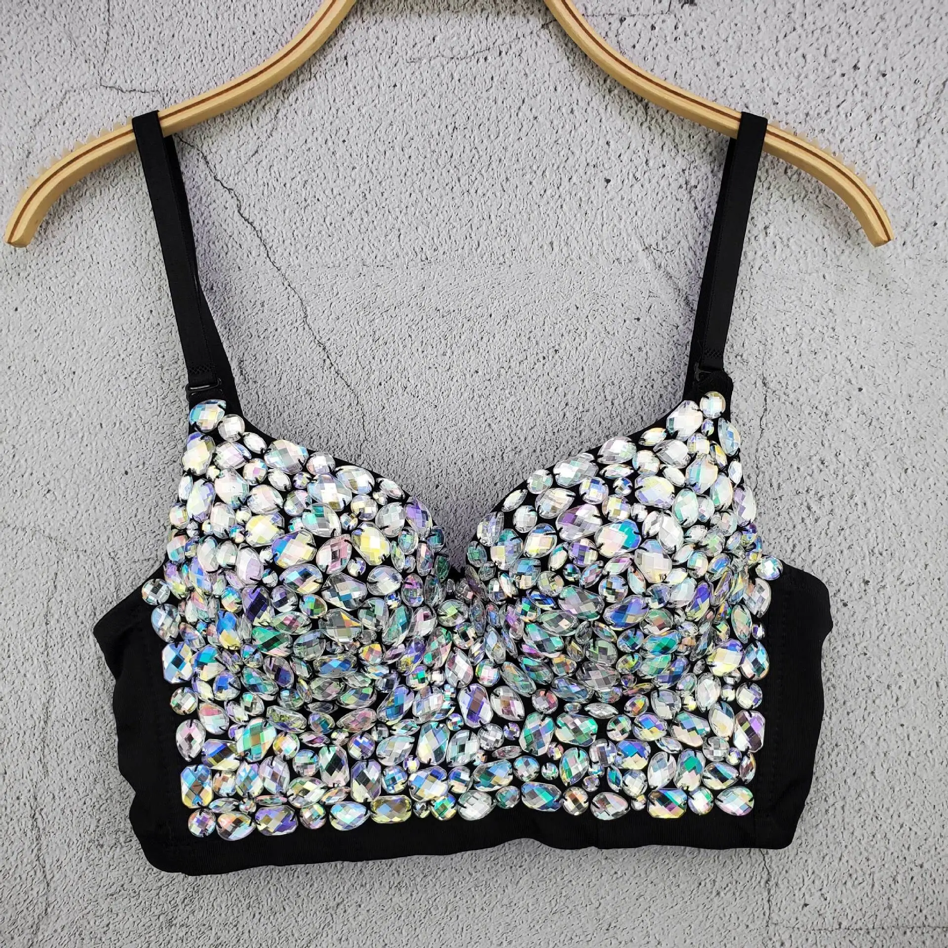 

Discount - Rhinestones Club Bra Women Stage Show Gogo Dancer DJ Party Top Disco Clothes