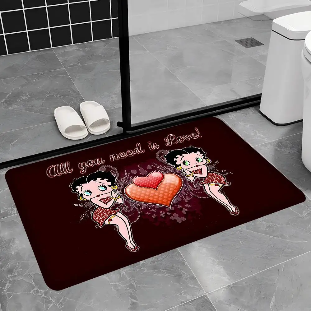 Animation B-Betty B-Boop Beautiful Door Mat Washable Non-Slip Living Room Sofa Chairs Area Mat Kitchen Doormat Area Rug