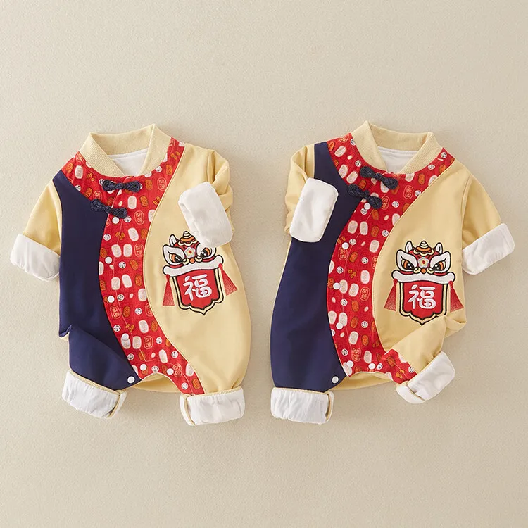 

Jenny&Dave New Baby Clothes Autumn Full Moon 100 Day Old One Piece Baby Pocket Little Bear Fake Two Piece Romper Climbing Clothe