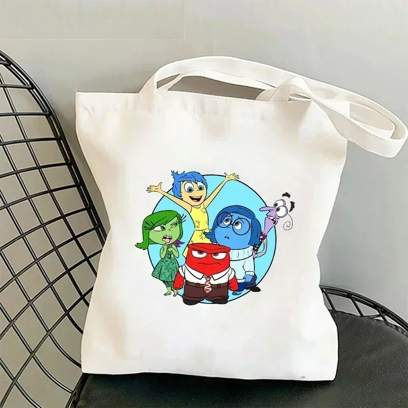 Inside Out 2 Disney New Canvas Bag Cartoon Figure Printed Cute Shoulder Tote Bags Shopping riutilizzabile Storage Handbag Kids Adult