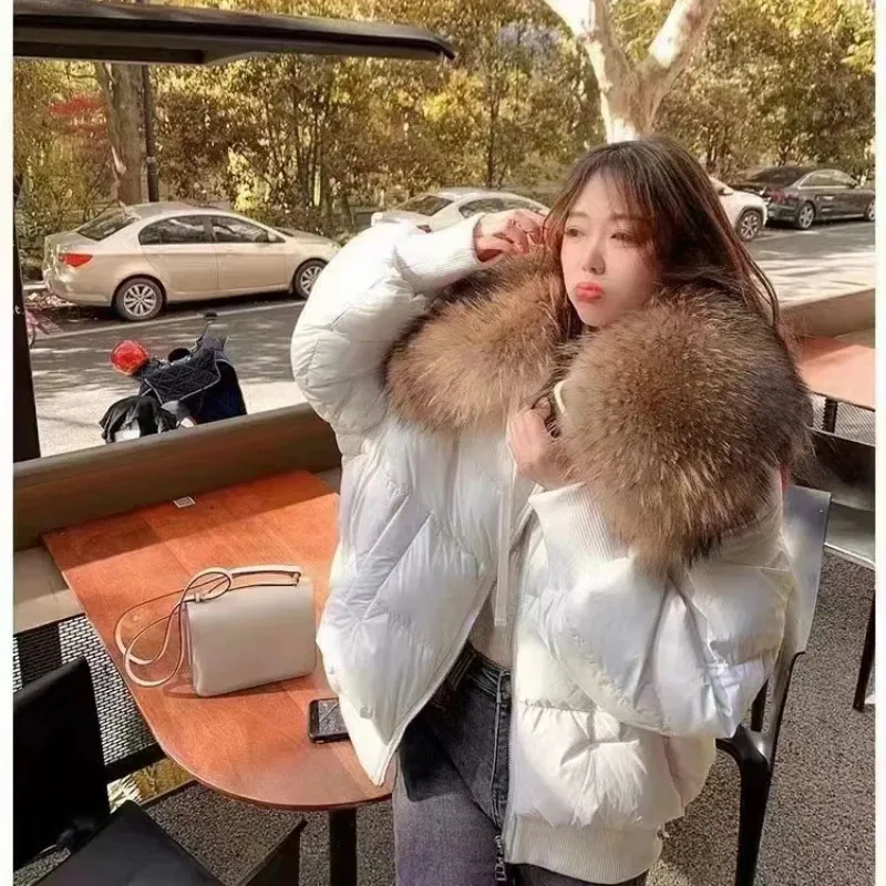 2023 Winter Down Jacket Short Jacket Women's Overcoat Thick Warm Parker Coat Korean With Large Fur Collar White Duck Down Coat