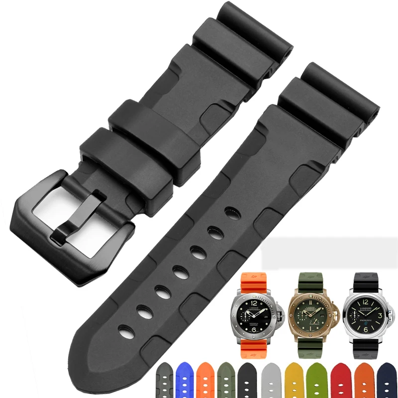 Watch Band For Panerai SUBMERSIBLE PAM 111 441 616 Soft Silicone Rubber 22/24mm Men Watch Strap Watch Accessories Watch Bracelet