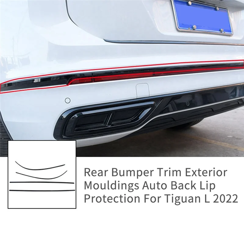 4 pezzi Car paraurti posteriore Trim modanature esterne per VW Tiguan L 2022 2023 accessori Auto protezione labbro posteriore nero lucido