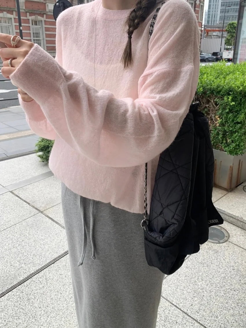 

Alien Kitty Chic Autumn Sweaters Loose New Knitted All Match Sweet 2025 Oversize Gentle Full Sleeve Knitted Daily Casual Tees