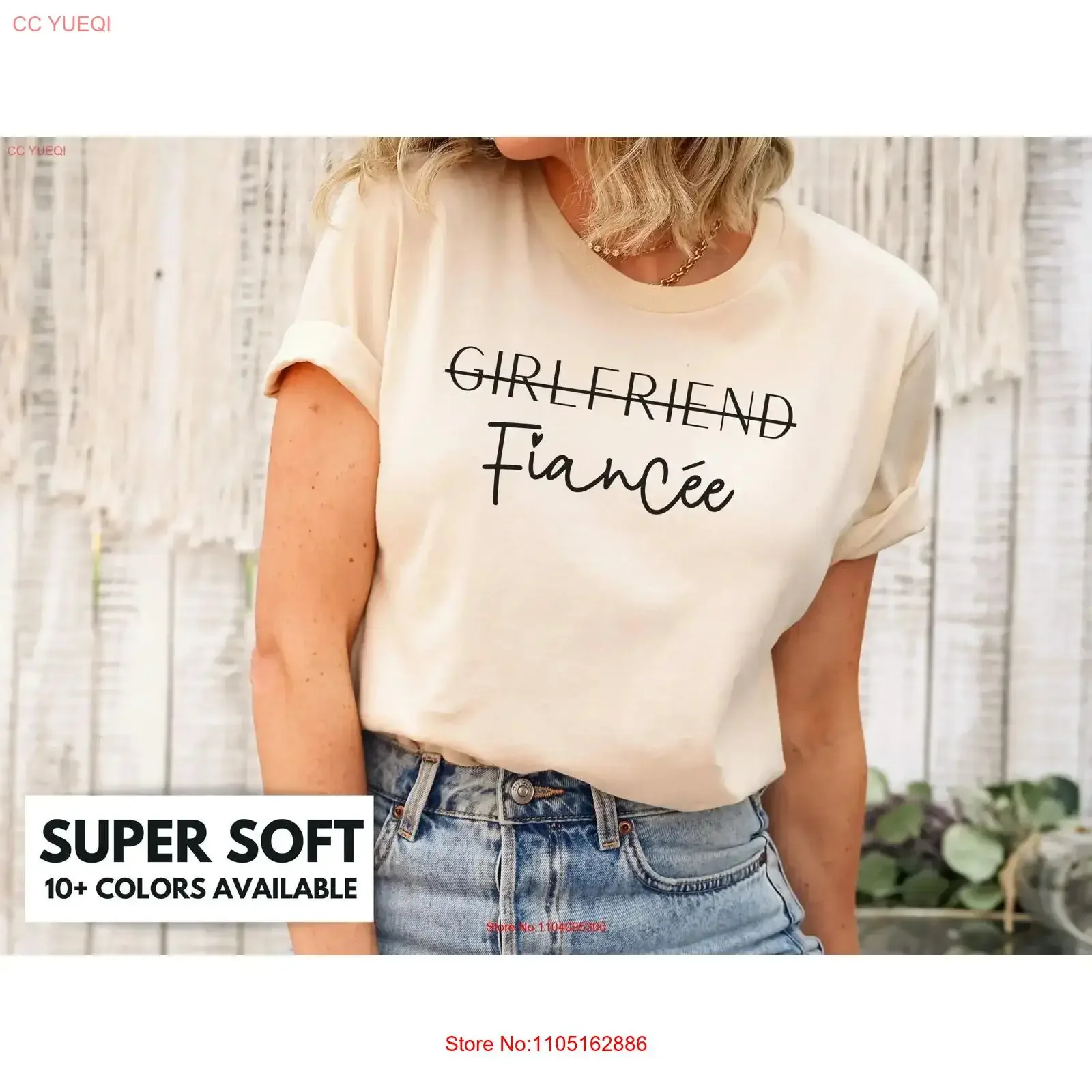 Girlfriend Fiancee T Shirt Engagement for New Wedding Announcement vintage Washed Slightly Stylish streetwear homme Versatile