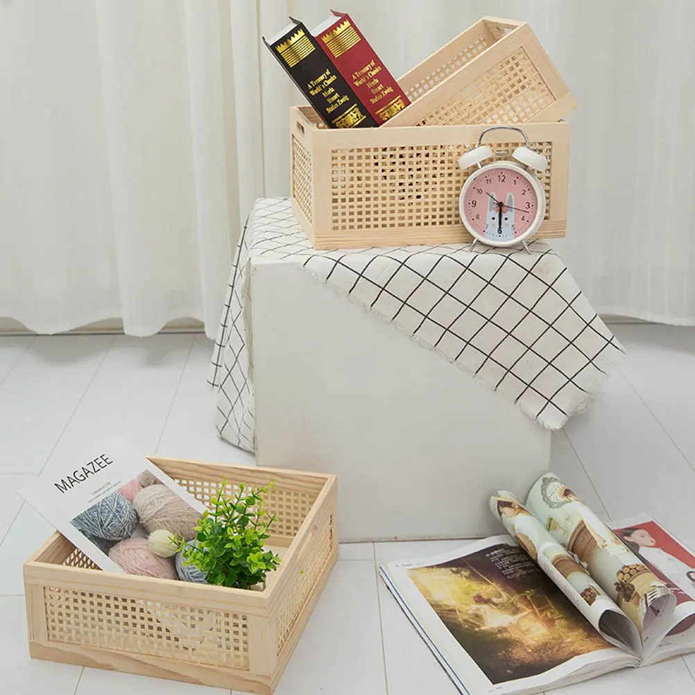 

1Pcs Woven Storage Container Sturdy Desktop Organizer Compact Tabletop Basket Multi-Use Home Office Storage Box