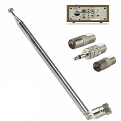FM Radio Aerial 1set Telescopic DAB Adapter HiFi AV Receiver Mini System Aerial Antenna Length 750mm 7 Sections Universal
