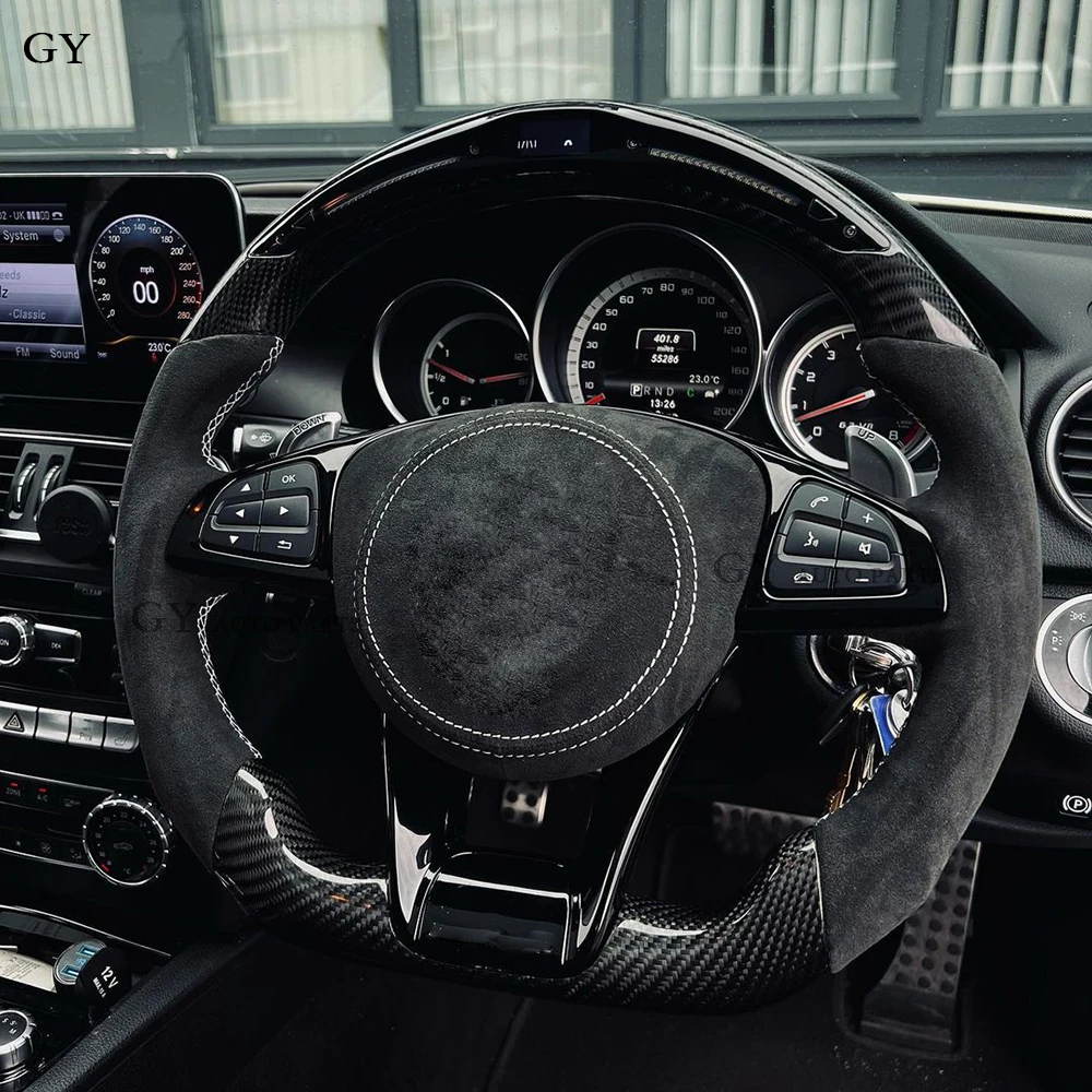 

Custom LED Steering Wheels Carbon Fiber Fit For Benz Mercedes AMG CLA GLC GLB GLS GLE C63 E63 W205 W213 2014-2017