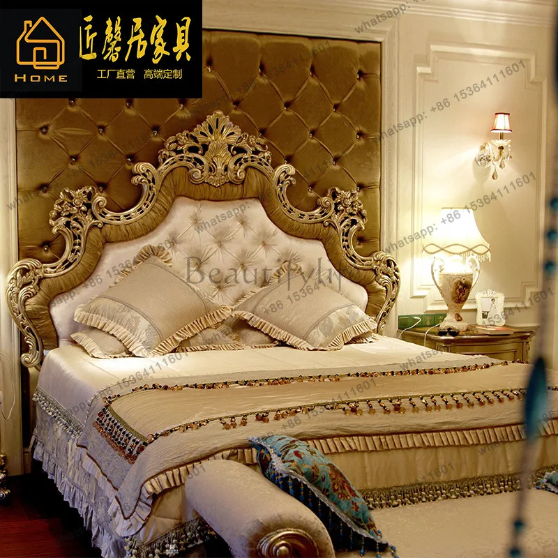 European double bed bedroom furniture princess carved master bedroom 1.8 meters wedding bed new furniture
