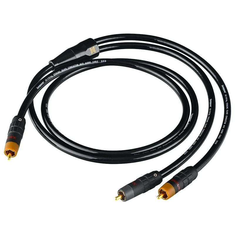 HiFi Audio Pure Silver RCA To 2RCA Signal Line Amplifier Subwoofer Cable Gold Plated Plug