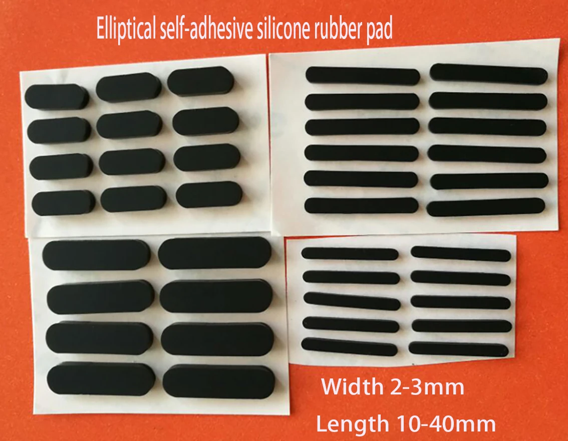 3-20mm Wide Self-adhesive Oval Silicone Pad Black Cabinet Door Noise Reduction and Shock Absorption Pad 12-160mm Long