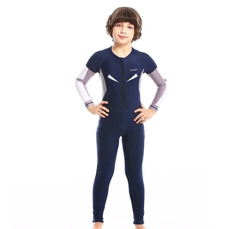 One Pieces Swimsuit Rash Guard Swimwear Long Sleeve Sunsuit for Kids Sun UV Protection