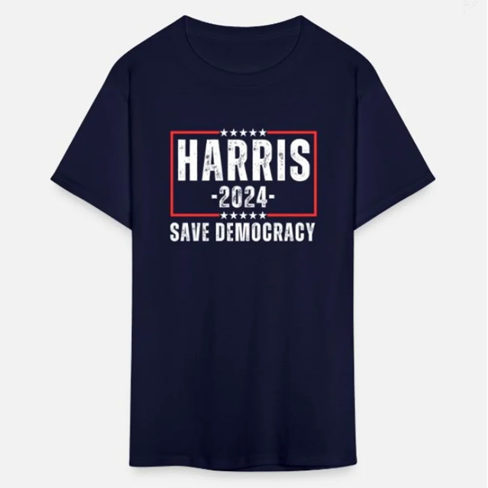 Kamala Harris 2024 Save Democracy T-Shirt 100% Cotton O-Neck Short Sleeve Summer Casual Mens T-shirt Size S-3XL