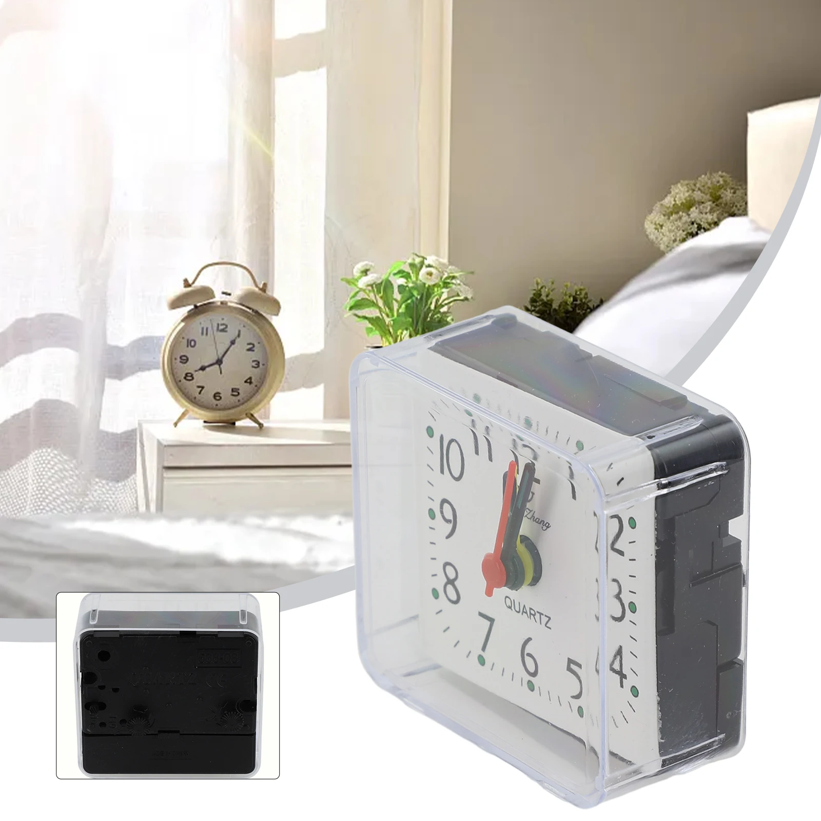 Wake Up Clocks Alarm Clock Office 1 AA Battery No Tick Silent Square Bedside Candy Colors Easy-To-Read Numbers