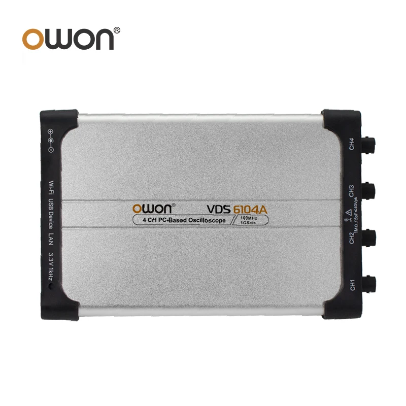 OWON VDS6074A VDS6104A 14Bits wirtualny PC oscyloskop cyfrowy 1Gsa/S 100Mhz szerokość pasma 4CH ręczne przenośne oscyloskopy USB