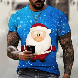 Christmas Cartoon Men's Fashion T-Shirts Short Sleeve Summer Street 3D Print Plus Size Tops Santa Claus Festival Man/Women Tees