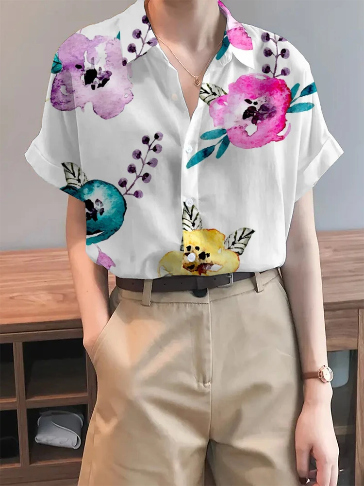 Summer Women's Short-Sleeved Shirt Single-Breasted Short-Sleeved Shirt Street Casual Style Fabric Comfortable And Breathable