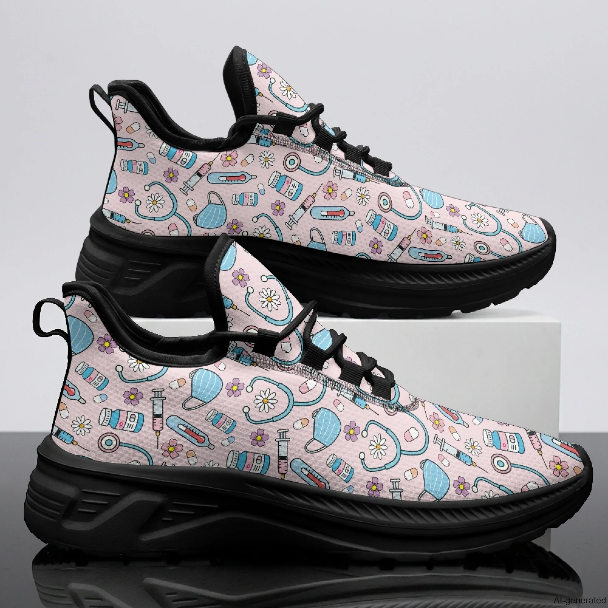 XIXIRIMIDO Womens Walking Shoes Nurse Shoes Nurse Sneakers Mens Gym Sports Casual Fashion Shoes Medical Pattern Shoes 35-48