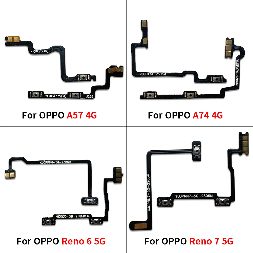 50Pcs，Power on/off Volume Key Button Flex For OPPO A16 A54 A52 A53 A55 5G A57 4G A74 A93 A95 5G Realme 9i Reno 5 6 7 Pro 8 5G