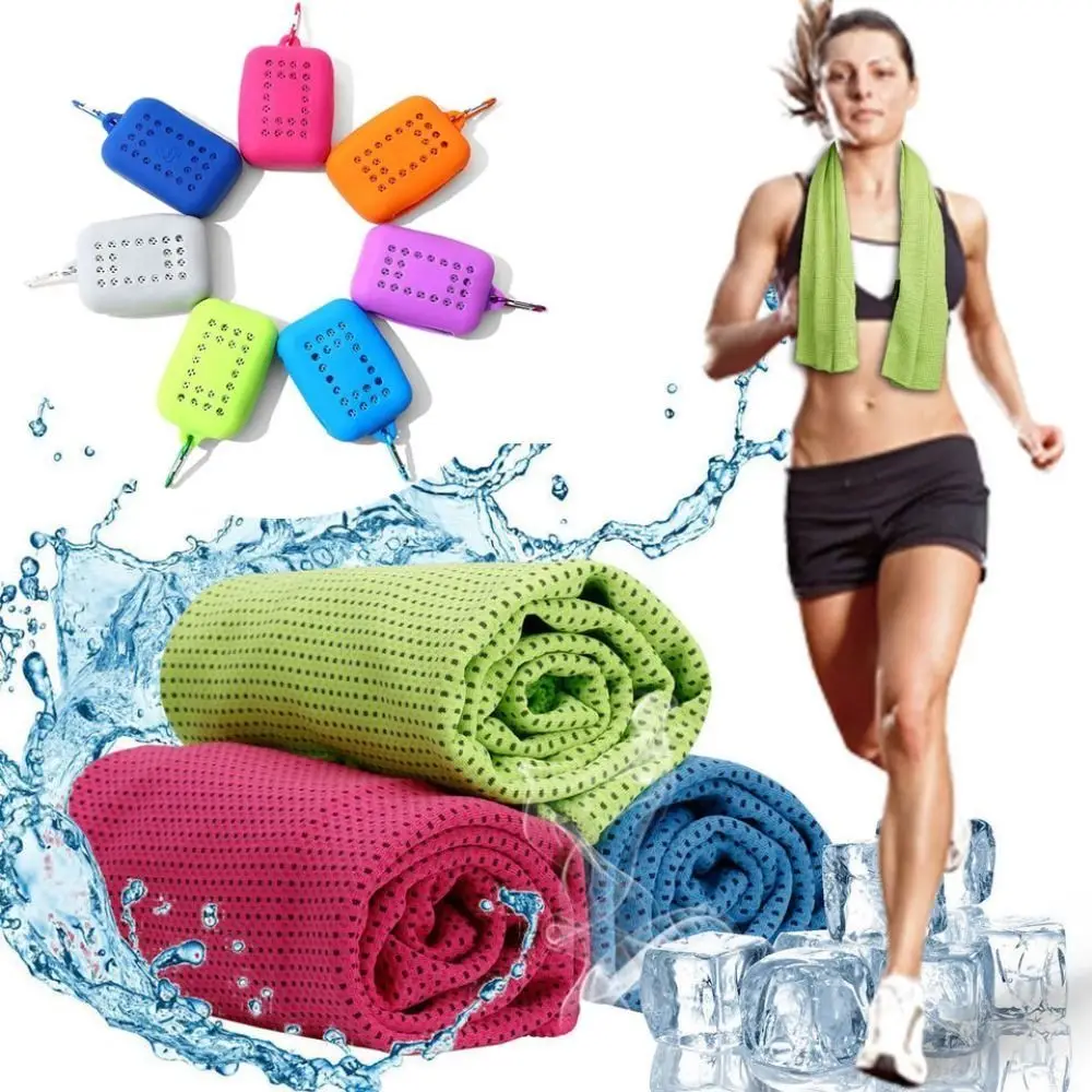 Portable Polyester Cooling Towel Quick Dry Microfiber Cold Towel Absorbent Silica Gel Fitness Towel Summer