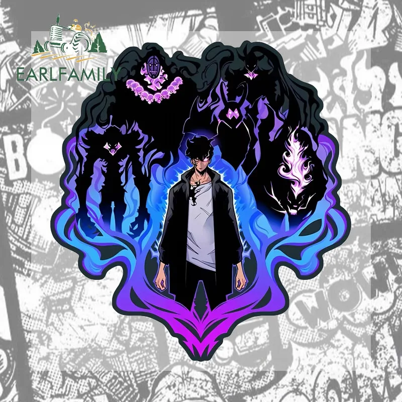 Earlfamily anime sung jin-woo adesivos de carro super legal personalidade auto veículo janela decalques atraente carro gadget acessórios