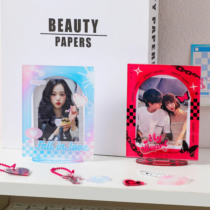 

Kawaii 3 Inch Puppy Acrylic Frame Kpop Photo Card Holder Idol Card Display Holder Small Photo Protective Case for Desk Decor