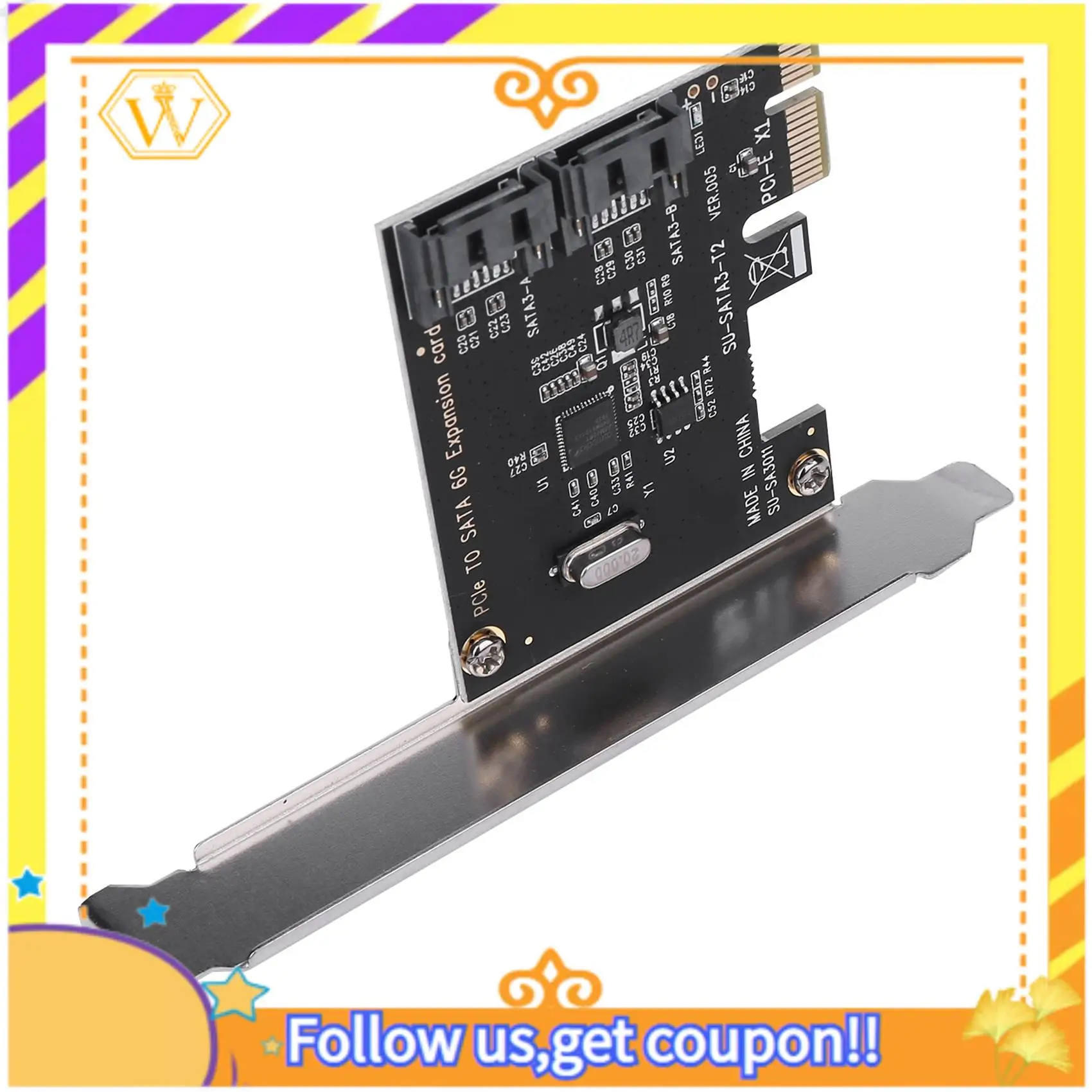 

A01K-4X Pcie PCI Express To SATA3.0 2-Port SATA III 6G Expansion Controller Card Adapter