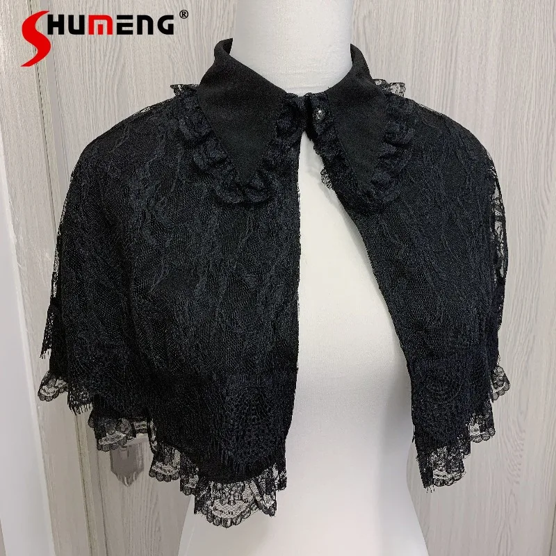 

Unique Design New SC Mine Series Mass-produced Cape Blouse Lace Japanese Rojita Style Gothic Short Black Shirt Women's Clothing