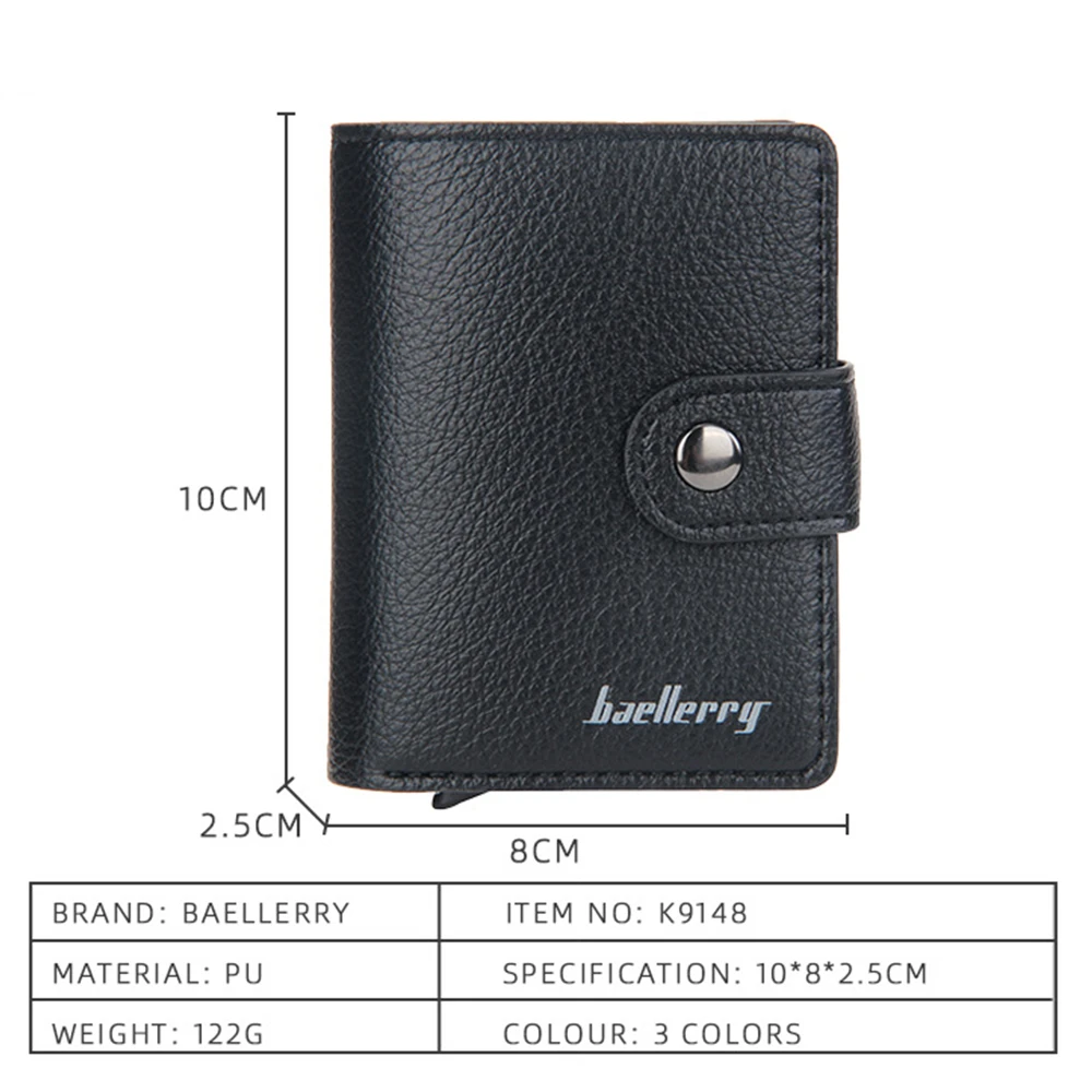 Baellerry New RFID Card Holder Short Men Wallets Name Engraved Brand Male Purse Luxury PU Leather Small Men\'s Popup Wallet