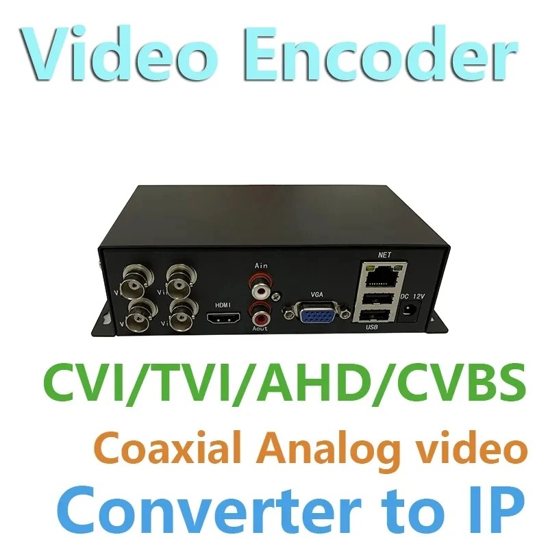 Analógico para Network Surveillance Video Converter, 4ch, CCTV, Video Encoder, Servidor ahd, Cvi, Cvbs, Conversor para IP