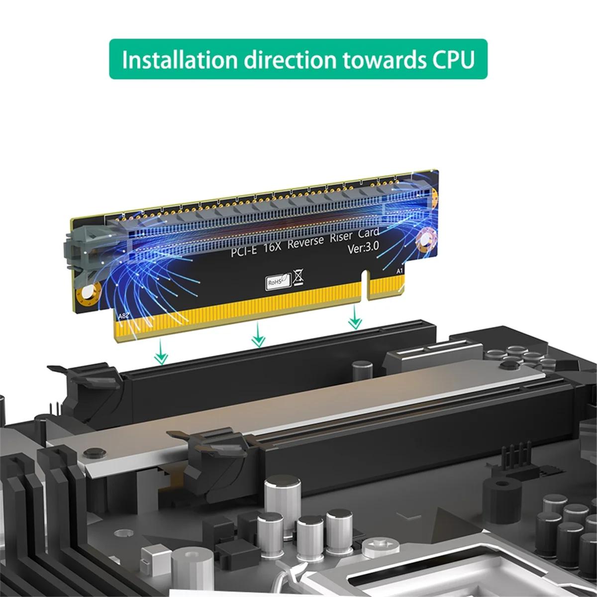 &ABDH& PCI-E 16X 3.0 90 Degree Reverse Male to Female Riser Card for 2U Server (Installation Direction Towards CPU)