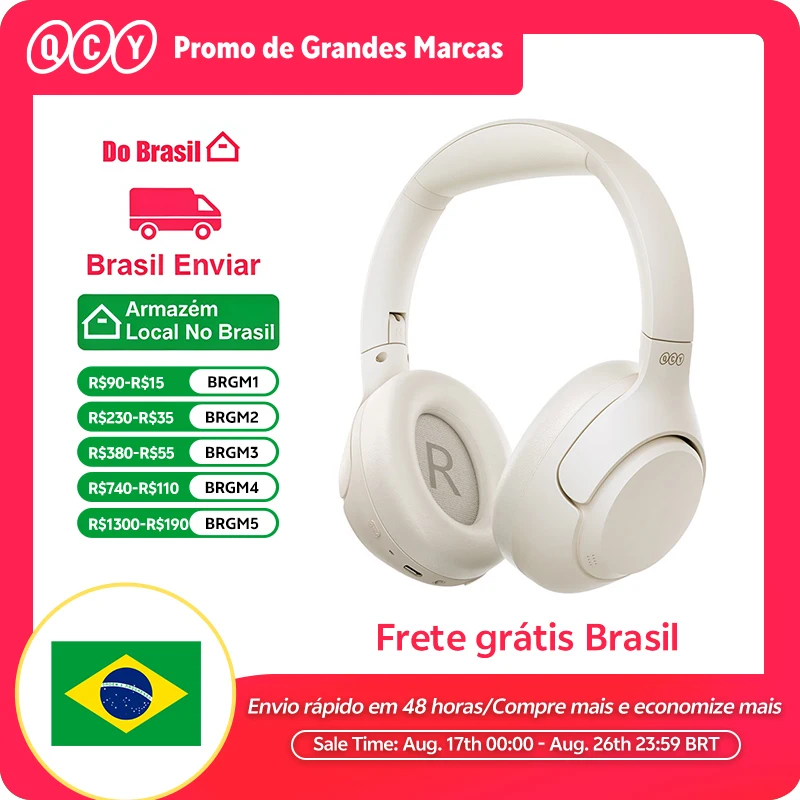QCY-H3 ANC Auscultadores sem fios BH23H3A híbrido Active Noise Cancelamento Headset, Bluetooth 5.4, Hi-Res Audio Earphones, 60H Playtime, 43dB
