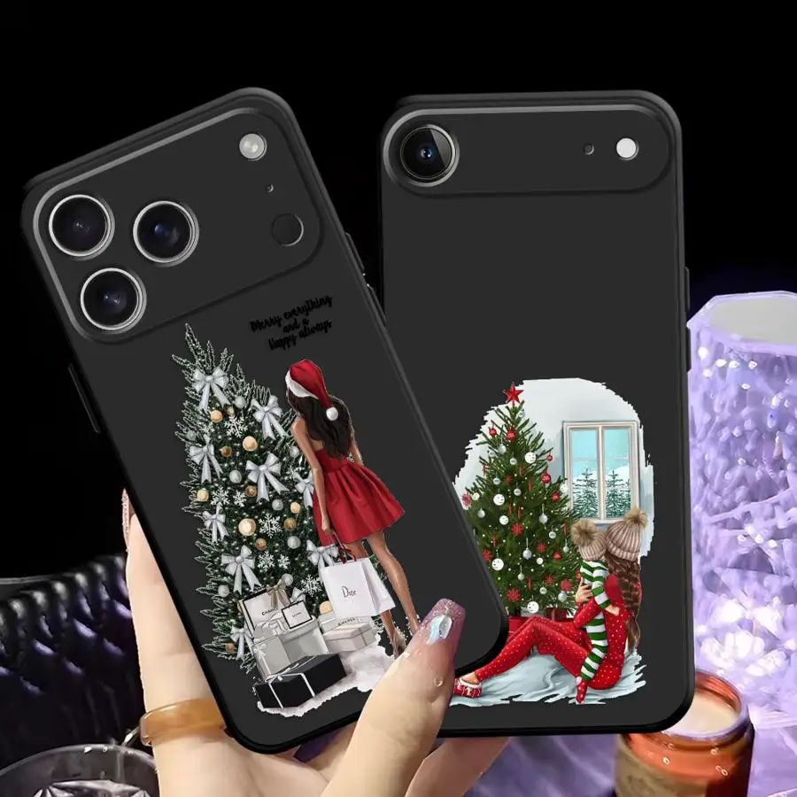 حافظة لهاتف آيفون 15 16 14 Plus 13 12 11 17 Pro Max 17Air XR XS Max 7 8 غطاء هاتف ناعم أسود هدية عيد ميلاد سعيد