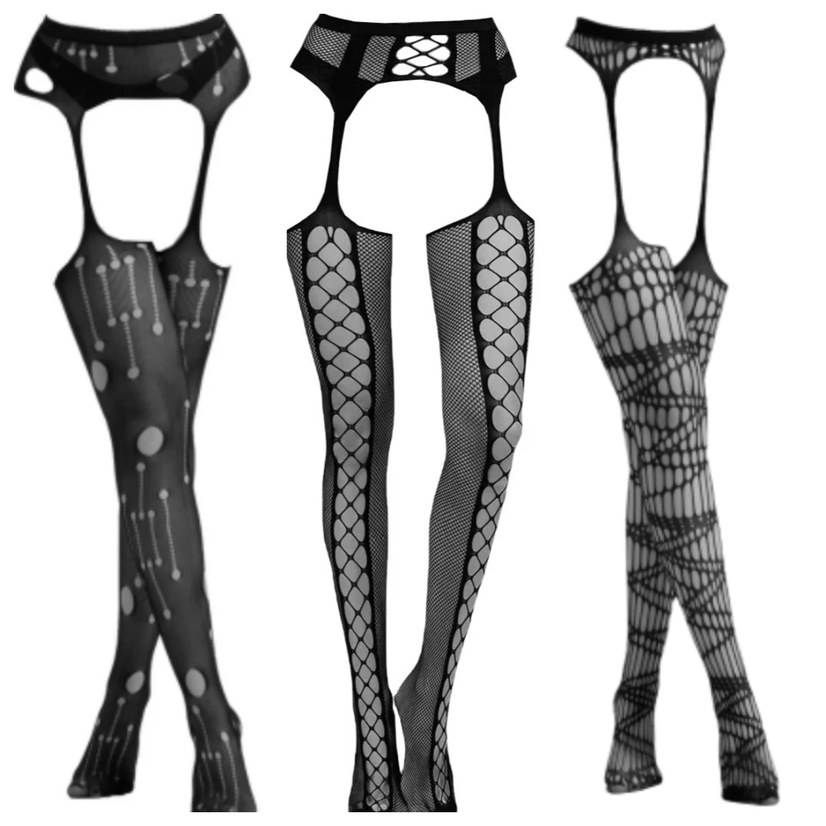 SIMPLEJWEL Fishnet Garter Belt Stocking Suspender Pantyhose Tights Thigh High Summer Sexy Hot