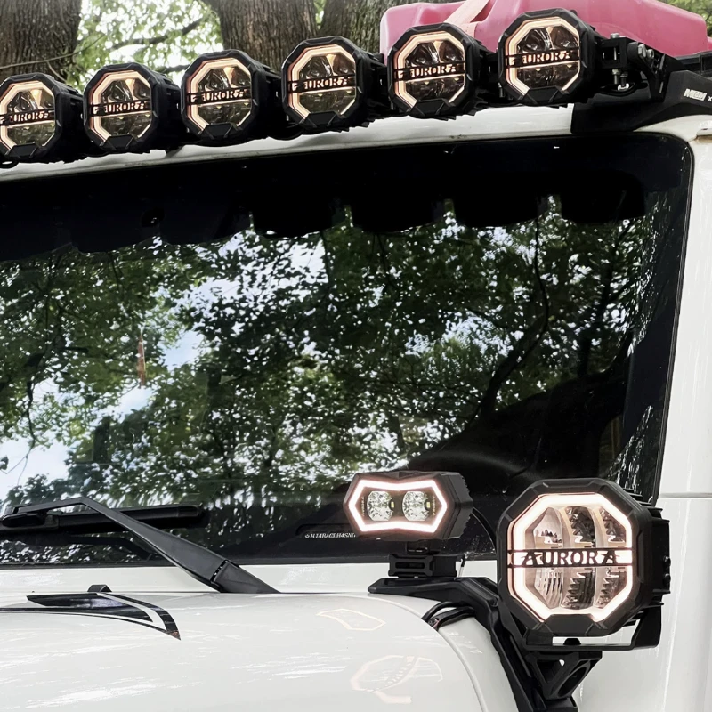 6-inch Red Flame Irregular-shaped A-pillar Spotlight Arctic Roof Bar / LED Ambient Light – Off-road Modification Spotlight
