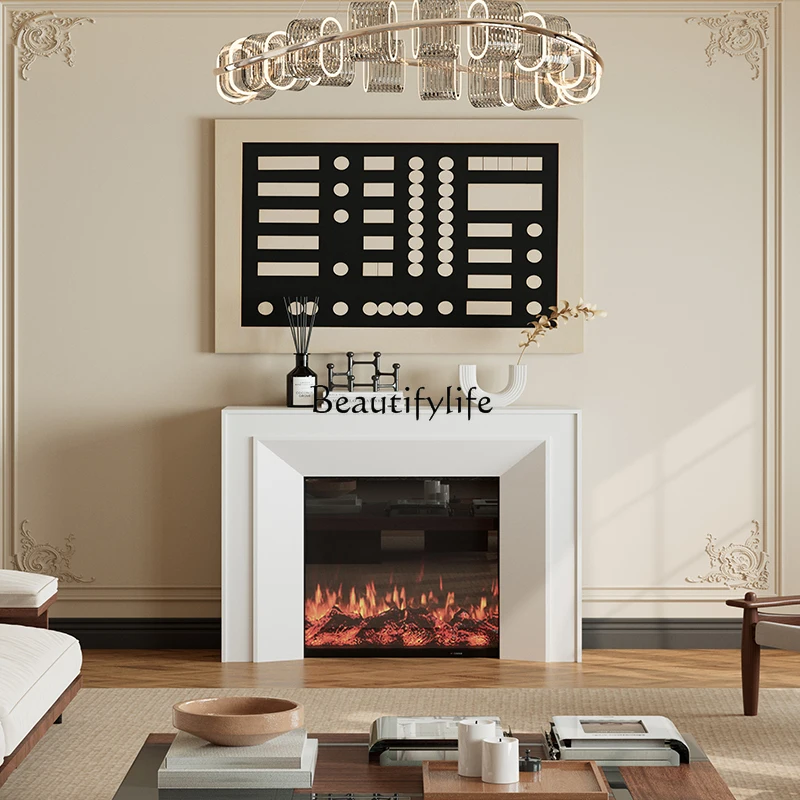 

French fireplace cabinet living room wabi wind heating simple retro storage
