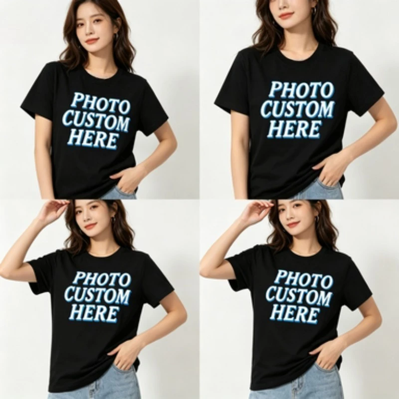 Unisex Modal DIY Custom Photo Tee Men Women Personalized Text Print Crew Neck Short Sleeve Loose Customizable Casual T Shirt view 4