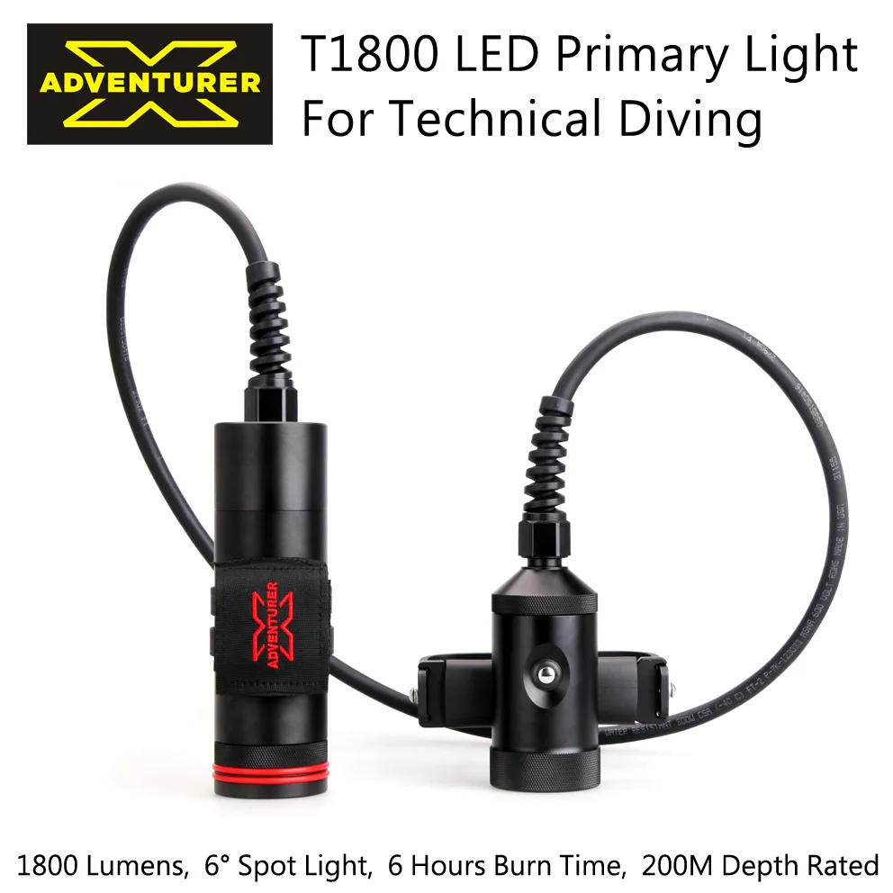 Diving Light T1800 LED 1800lumens Primary Side Mount Light handhold torch Technical Cave Diving Lights Split Line Tube