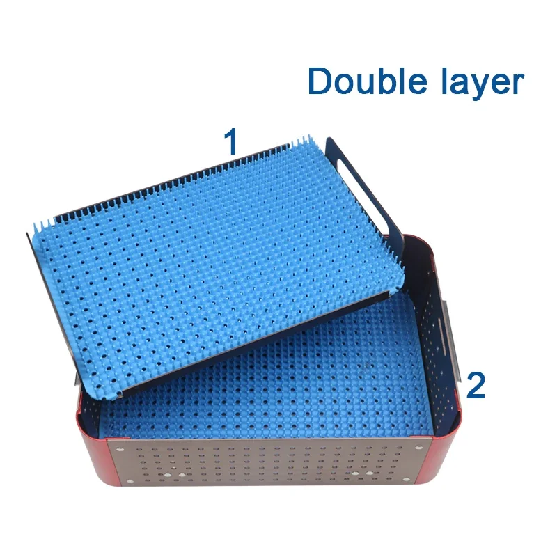 

GREATLH Sterilization Tray Case Disinfection Box with Silicone Pad for Holding Instrument Sterilized Aluminium Alloy