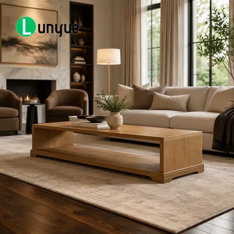 Modern Solid Wood Coffee Table Living Room Furniture Set Durable Natural Wood Center Table for Home Apartment Decor Stylish