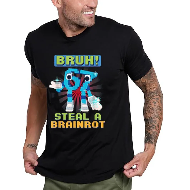 Bruh 67 Meme سرقة A Brainrot بكسل تي شيرت الفكاهة الفوضى Y2k الألعاب قائلا المحملة الجدة هدية الأولاد موضة بلوزات قصيرة الأكمام #3