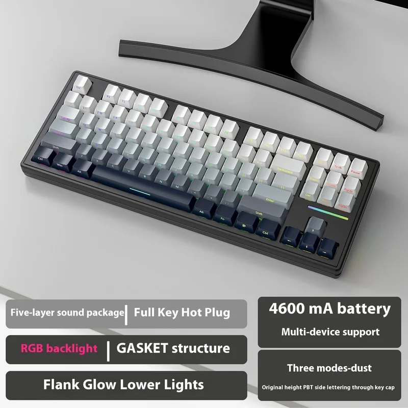 Creative Attack Shark M87 Mechanical Keyboard Fresh Color Matching Wireless Bluetooth Wired Rgb Customized Hot Plug Game Gift