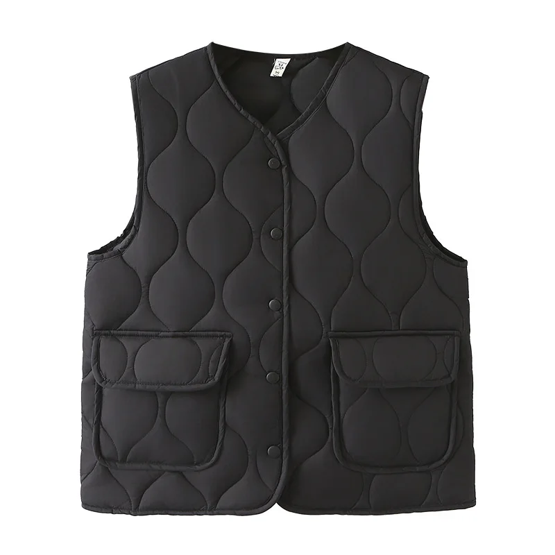 Parka da donna taglie forti Autunno Inverno Nuovo gilet senza maniche imbottito in cotone trapuntato a forma di zucca sottile allentato 5211